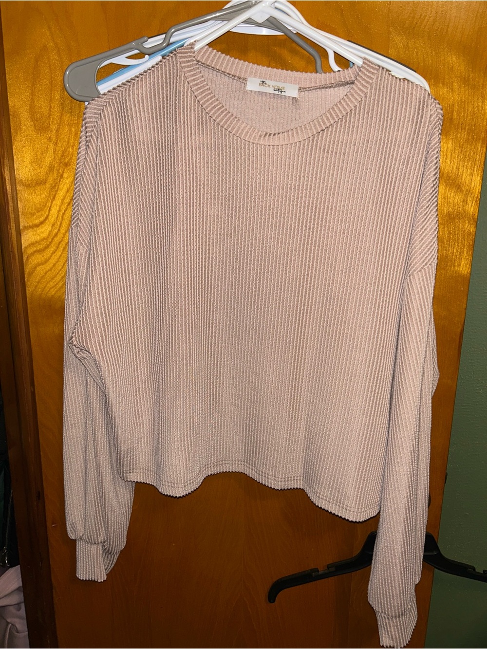 Women's Blush Ribbed Long Sleeve Top